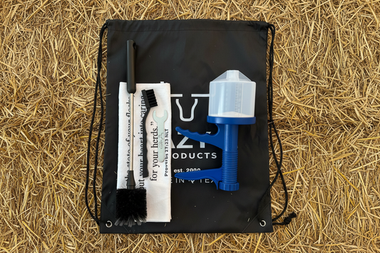 Texas Drench System 300cc Gun Only Kit on hay bale surface