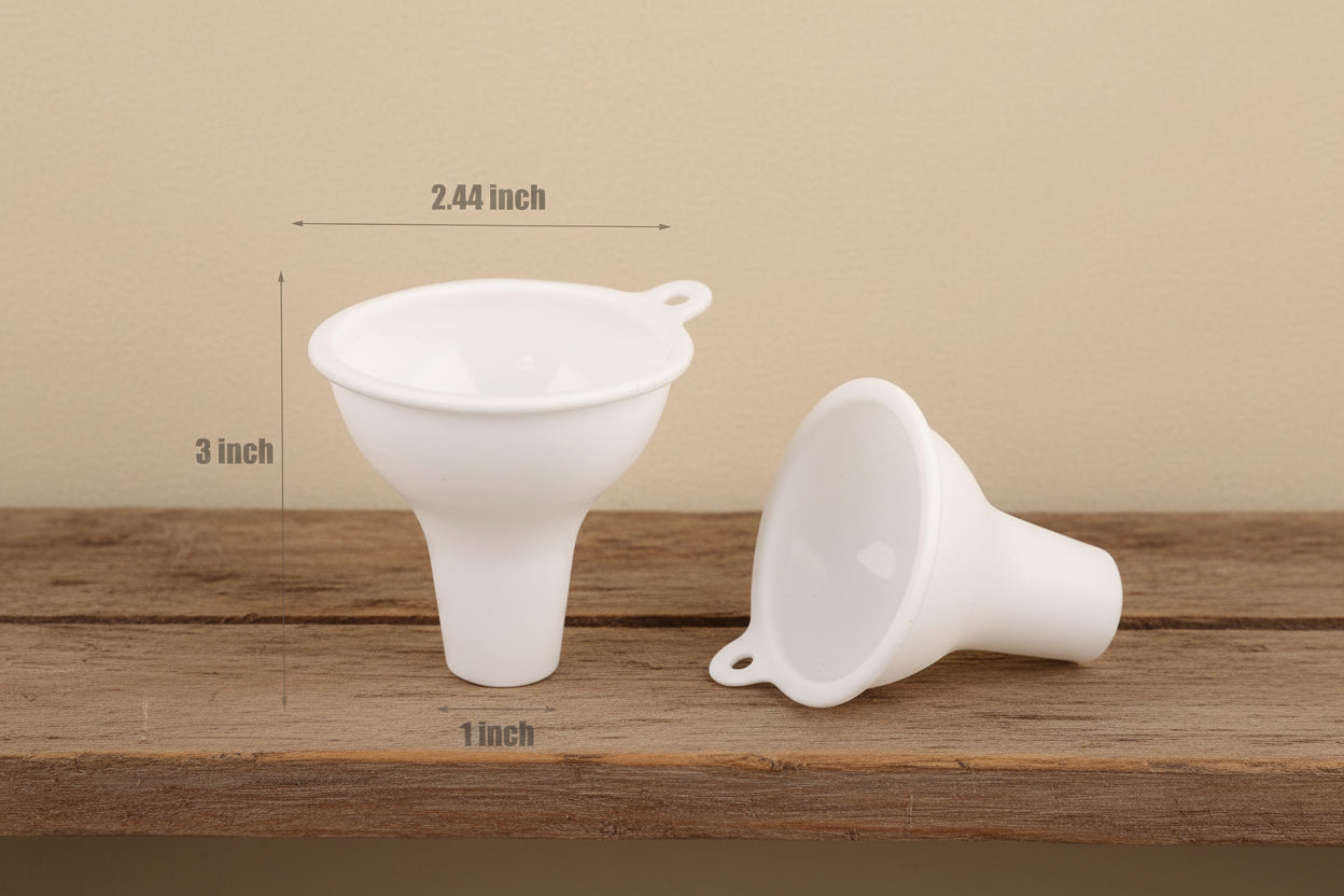 Wide Mouth Funnel — 2.44 inch opening, 3 inch tall, 1 inch spout, white silicone